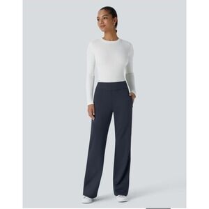 Halara Flex™ Mid Rise Side Zipper Pocket Women Suit Work Flare Pants Medium NWT